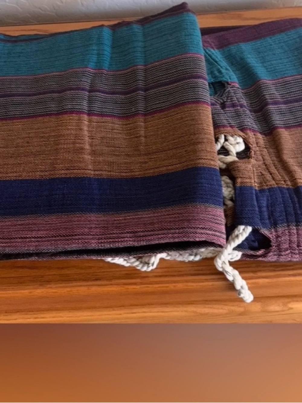 Hand Woven Artisanal Cotton Hammock Colorful Boho Striped Salvadoran Style - Picture 4 of 7